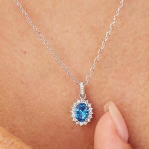 ciondolo punto luce modello kate argento con zircone blu zaffiro brosway ffb11