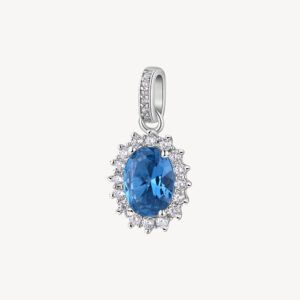 ciondolo punto luce modello kate argento con zircone blu zaffiro brosway ffb11