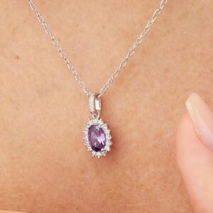 ciondolo punto luce modello kate argento con zircone viola ametista brosway fmp19
