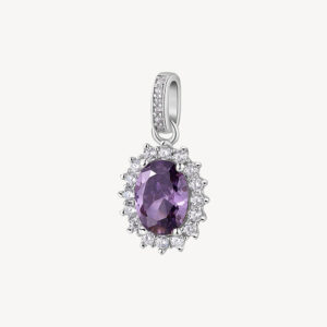 ciondolo punto luce modello kate argento con zircone viola ametista brosway fmp19