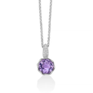 collana argento e ametista viola miluna colibrì cld5106