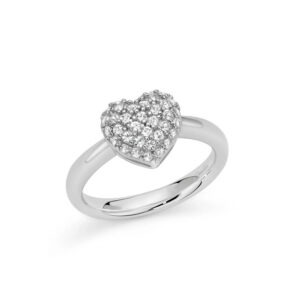 anello donna con cuore argento e topazi bianchi miluna lid4008
