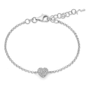 bracciale donna dettaglio cuore argento con topazi bianchi miluna brd1092
