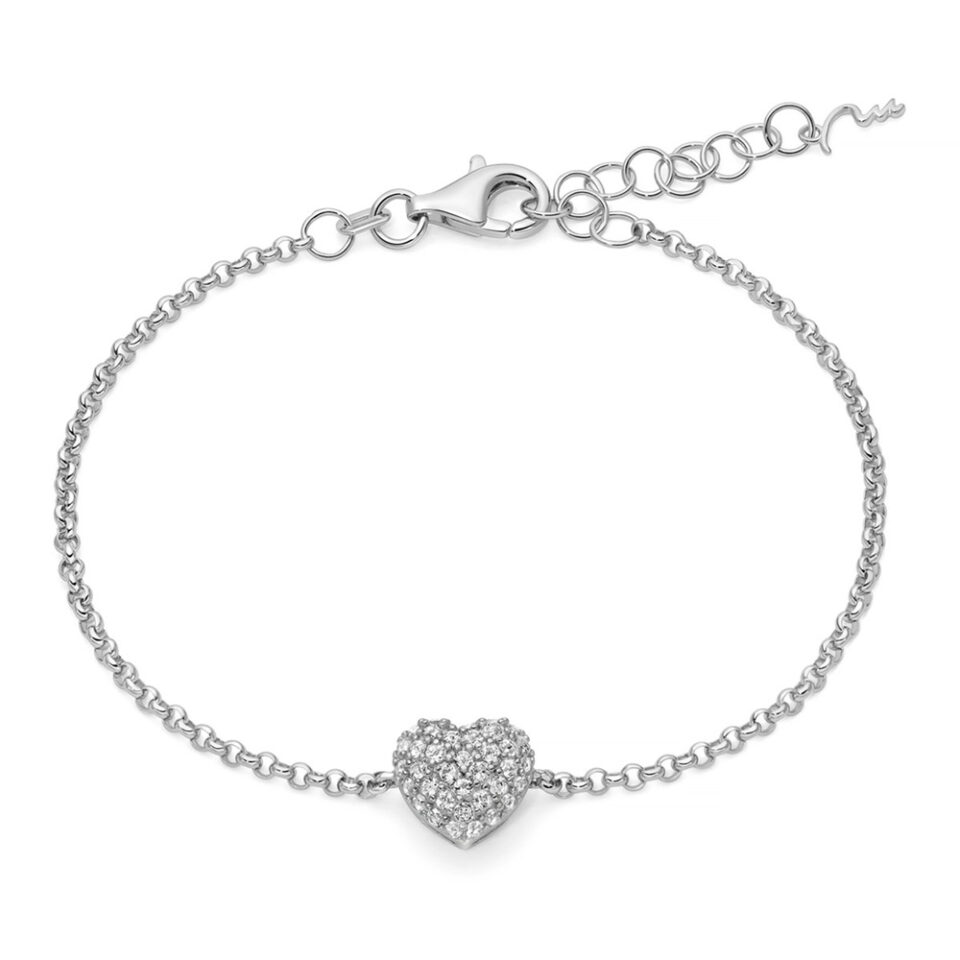 bracciale donna dettaglio cuore argento con topazi bianchi miluna brd1093