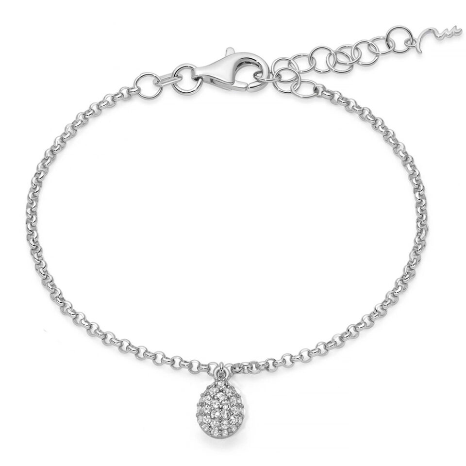 bracciale donna ciondolo goccia argento con topazi bianchi miluna brd1096
