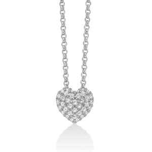 collana donna ciondolo cuore argento con topazi bianchi miluna cld5079