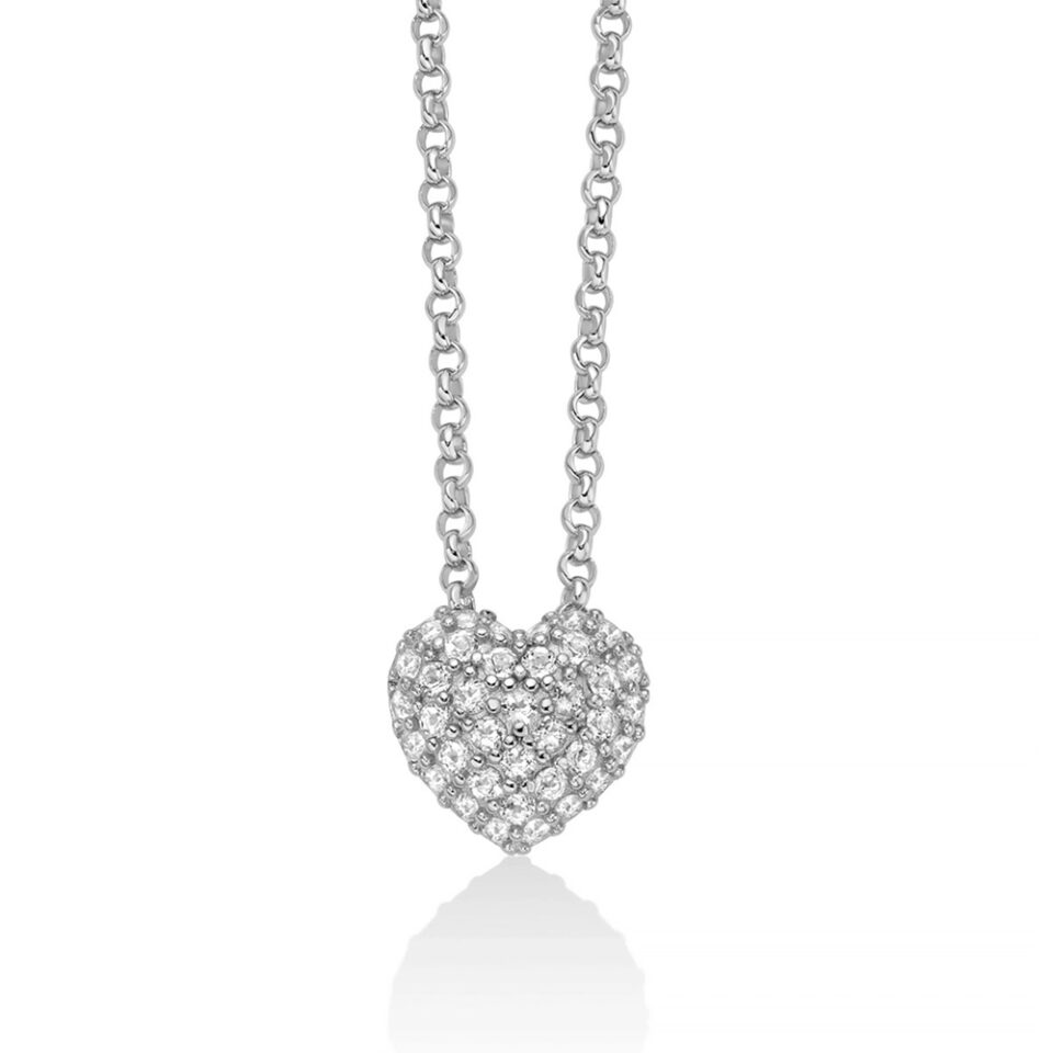 collana donna ciondolo cuore argento con topazi bianchi miluna cld5079