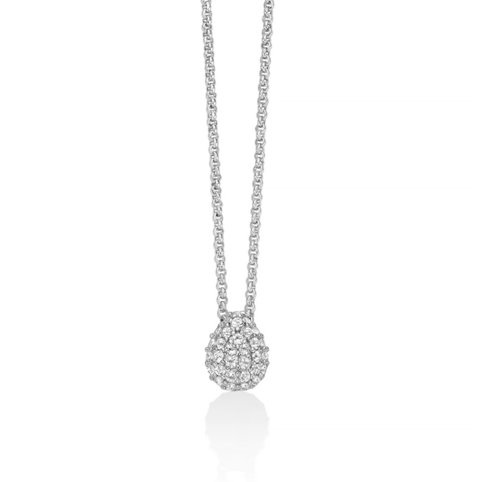 collana donna ciondolo goccia argento con topazi bianchi miluna cld5080