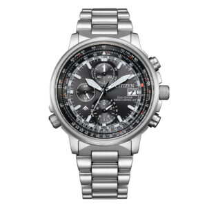 Orologio-Citizen-Crono-Pilot-Acciaio-41mm-Nero-Radiocontrollato-AT8300-58E