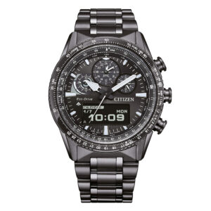 Orologio-Citizen-Skyhawk-U830-Radiocontrollato-Acciaio-PVD-Gun-Quadrante-Nero-Zaffiro-JV2005-58E