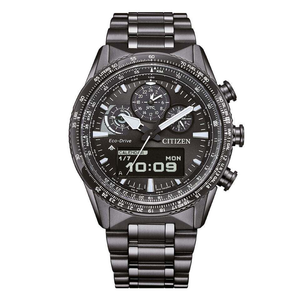 Orologio-Citizen-Skyhawk-U830-Radiocontrollato-Acciaio-PVD-Gun-Quadrante-Nero-Zaffiro-JV2005-58E