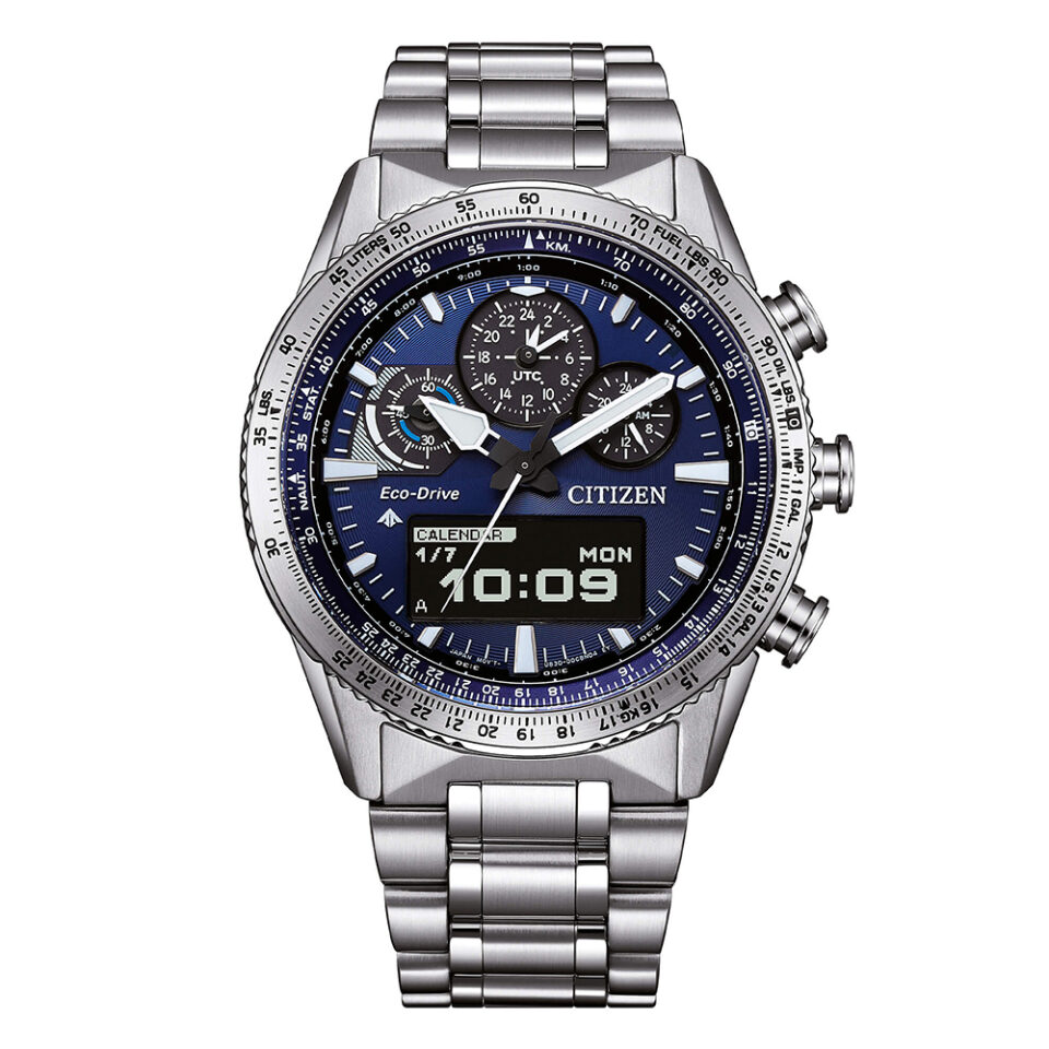 Orologio-Citizen-Skyhawk-U830-Radiocontrollato-Acciaio-Quadrante-Blu-Zaffiro-JV2000-51L