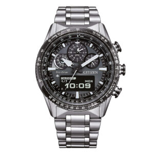 Orologio-Citizen-Skyhawk-U830-Radiocontrollato-Acciaio-Quadrante-Nero-Zaffiro-JV2006-55H.