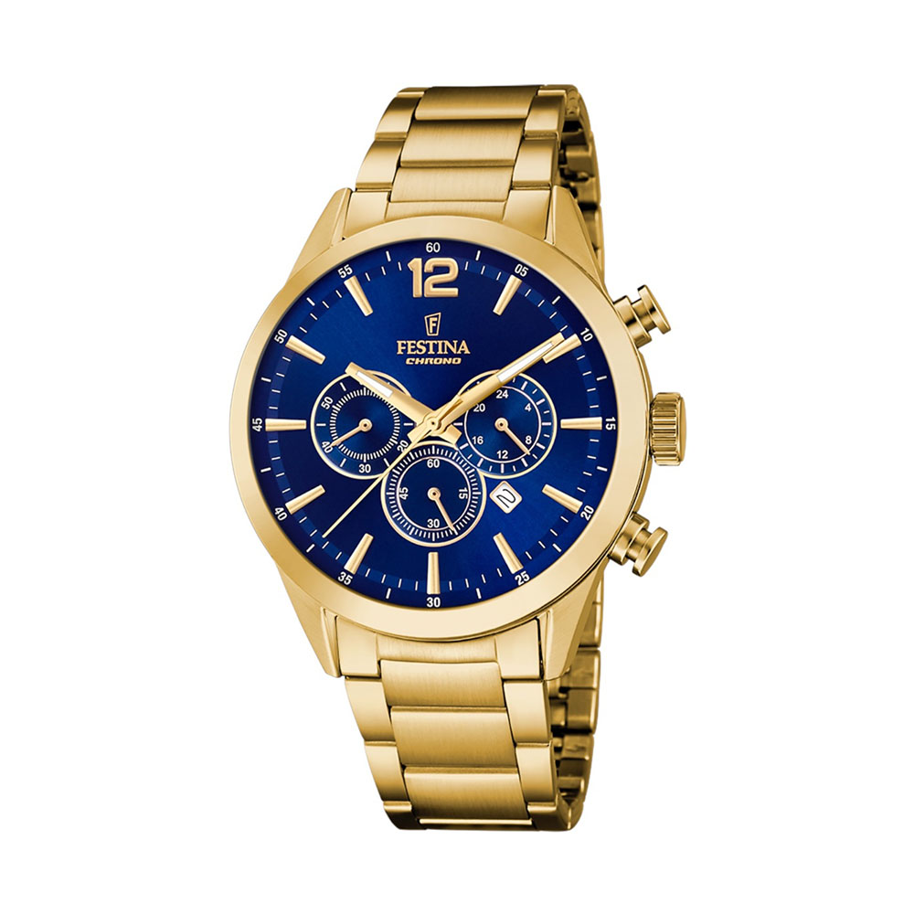 Orologio-Festina-Crono-Uomo-Placcato-Oro-Giallo-Quadrante-Blu-f20633-2