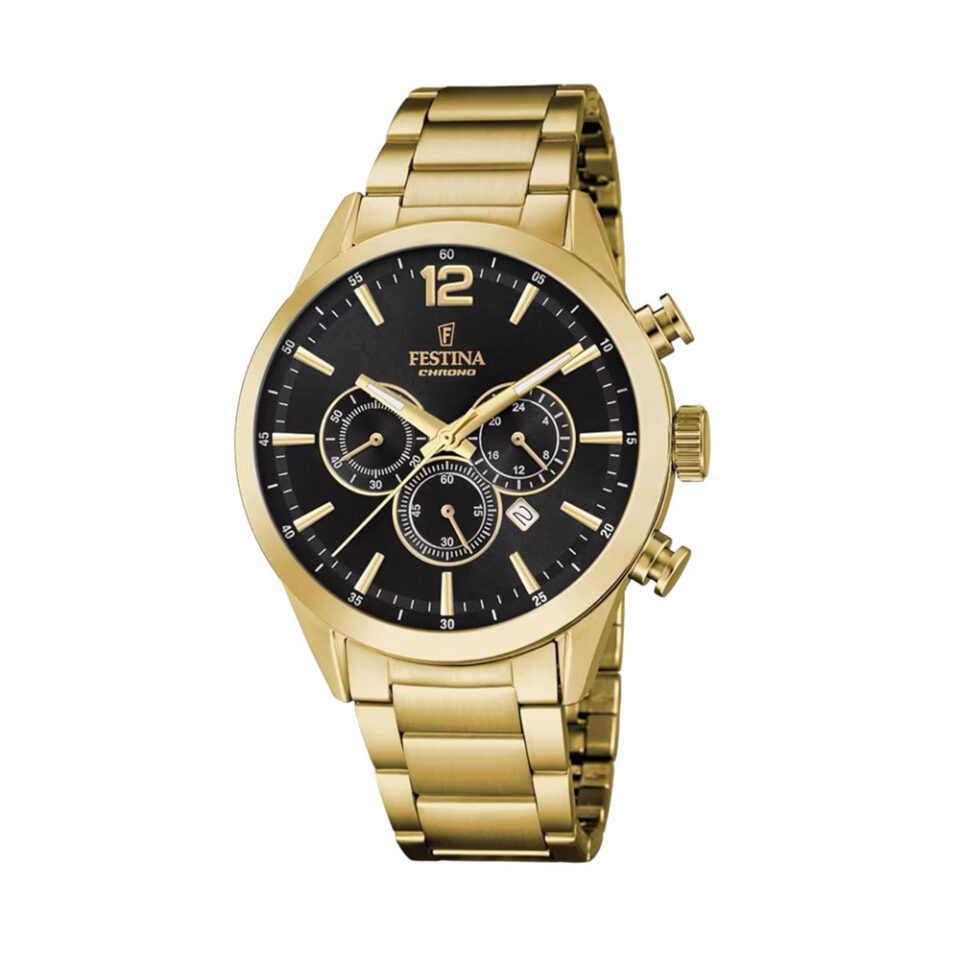 Orologio-Festina-Crono-Uomo-Placcato-Oro-Giallo-Quadrante-Nero-f20633-3