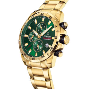 Orologio-Festina-Crono-Uomo-Placcato-Oro-Giallo-Quadrante-Verde-f20541-3-1
