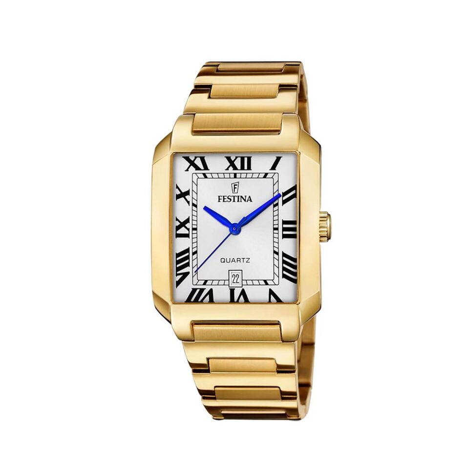 Orologio-Festina-Rettangolare-PVD-oro-giallo-Uomo-Bianco-F20678-1