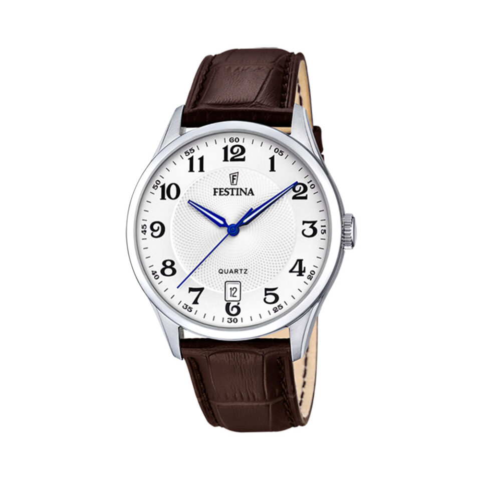 Orologio-Festina-Uomo-Classics-cinturino-pelle-Marrone-Quadrante-Silver-F20426-1