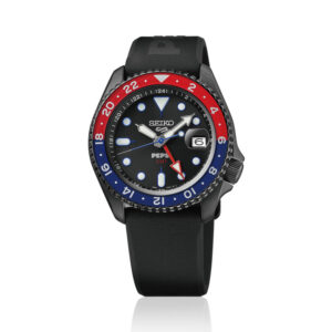Orologio-Seiko-5-Sport-Pepsi-GMT-Limited-Edition-Automatico-Gomma-Quadrante-Nero-SSK047K1