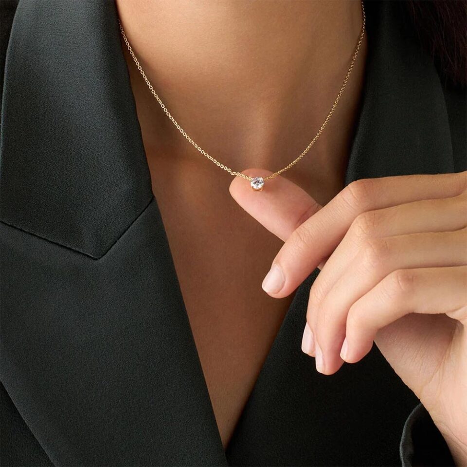 collana donna punto luce oro giallo e zircone baravelli gold c3h2b