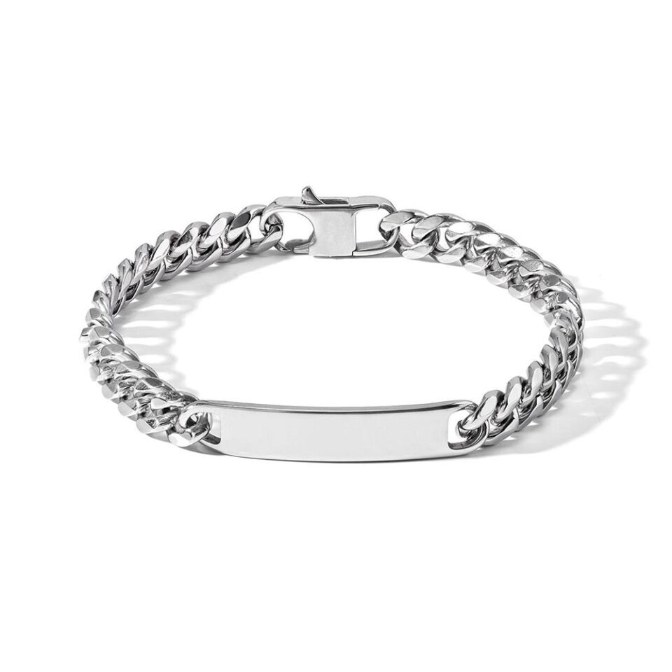 Bracciale-Comete-Uomo-Acciaio-Lucido-Grumetta-Piastra-UBR1133
