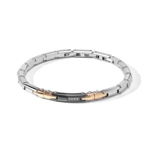 Bracciale-Comete-Uomo-Acciaio-Lucido-PVD-Rose-e-Nero-Zirconi-bianchi-UBR1153