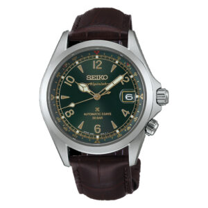 Orologio-Seiko-Laurel-Alpinist-Automatico-Uomo-Cinturino-Pelle-Marrone-Quadrante-Verde-SPB507J1.