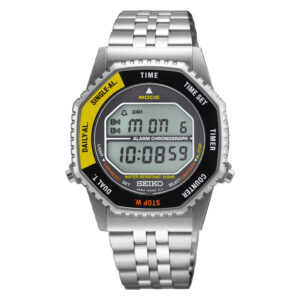 Orologio-Seiko-Sport-A829-Rotocall-Uomo-Quarzo-Digitale-Bracciale-Acciaio-Lunetta-Giallo-Nero-SMGG17P1