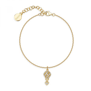 bracciale con ciondolo mongolfiera argento 925 placcato oro giallo e zirconi rosato gioielli collezione aria rzar24