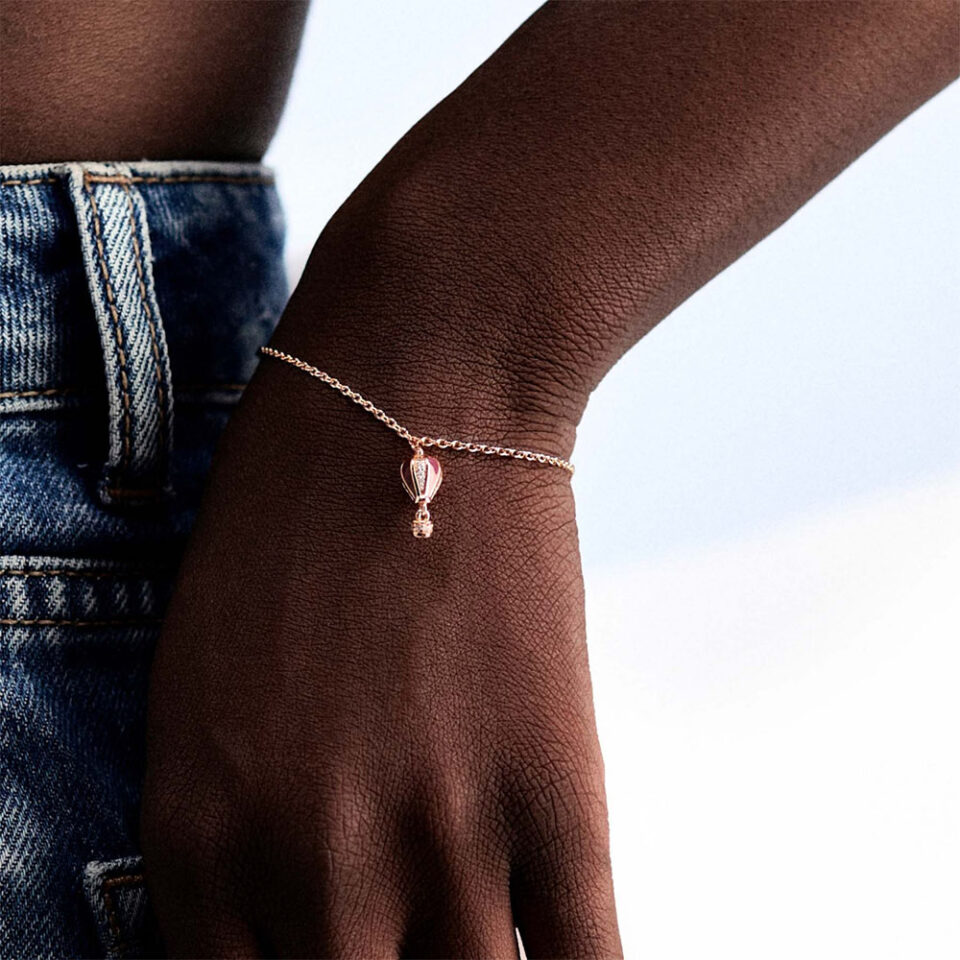 bracciale ciondolo mongolfiera argento oro rosa rosato aria rzar14