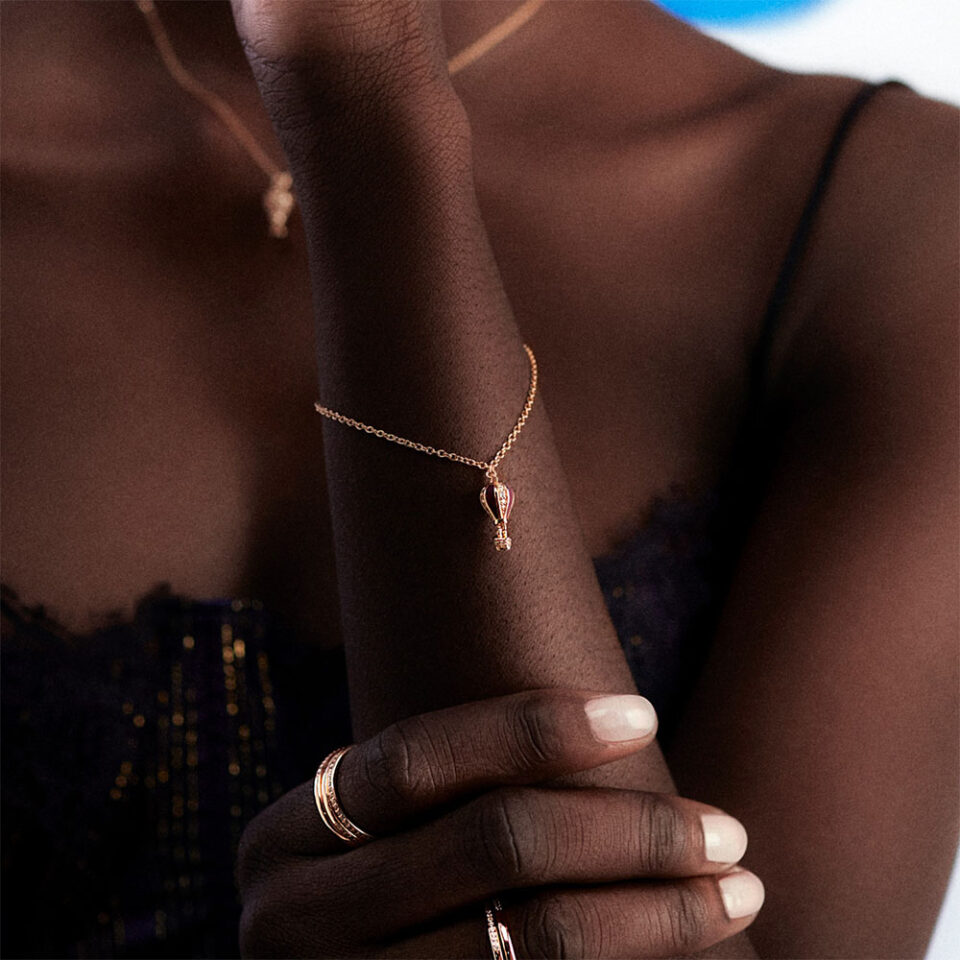 bracciale ciondolo mongolfiera argento oro rosa rosato aria rzar14