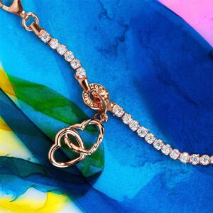 ciondolo charm cuori doppi intrecciati in argento 925 placcato oro rosa rosato rz221