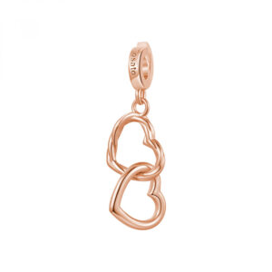 ciondolo charm cuori doppi intrecciati in argento 925 placcato oro rosa rosato rz221