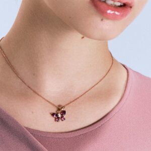 ciondolo charm farfalla argento placcato oro rosa con zirconi rosato gioielli rzle089