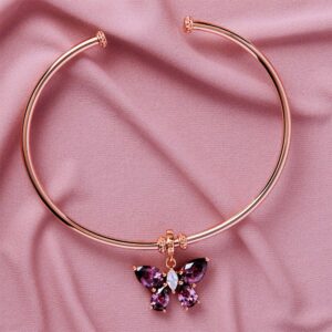ciondolo charm farfalla argento placcato oro rosa con zirconi rosato gioielli rzle089