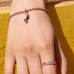 ciondolo charm Rosato pappagallo rosa in argento 925 rz213