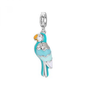 ciondolo charm Rosato pappagallo azzurro in argento 925 rz213r