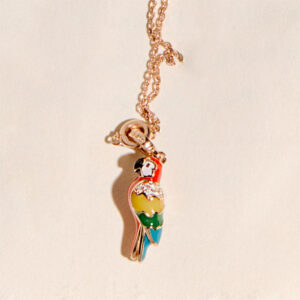 ciondolo charm Rosato pappagallo in argento 925 placcato oro rosa rz228