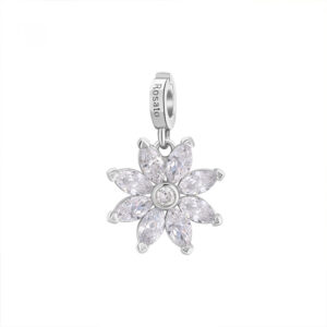 ciondolo charm rosato fiore argento rz219r