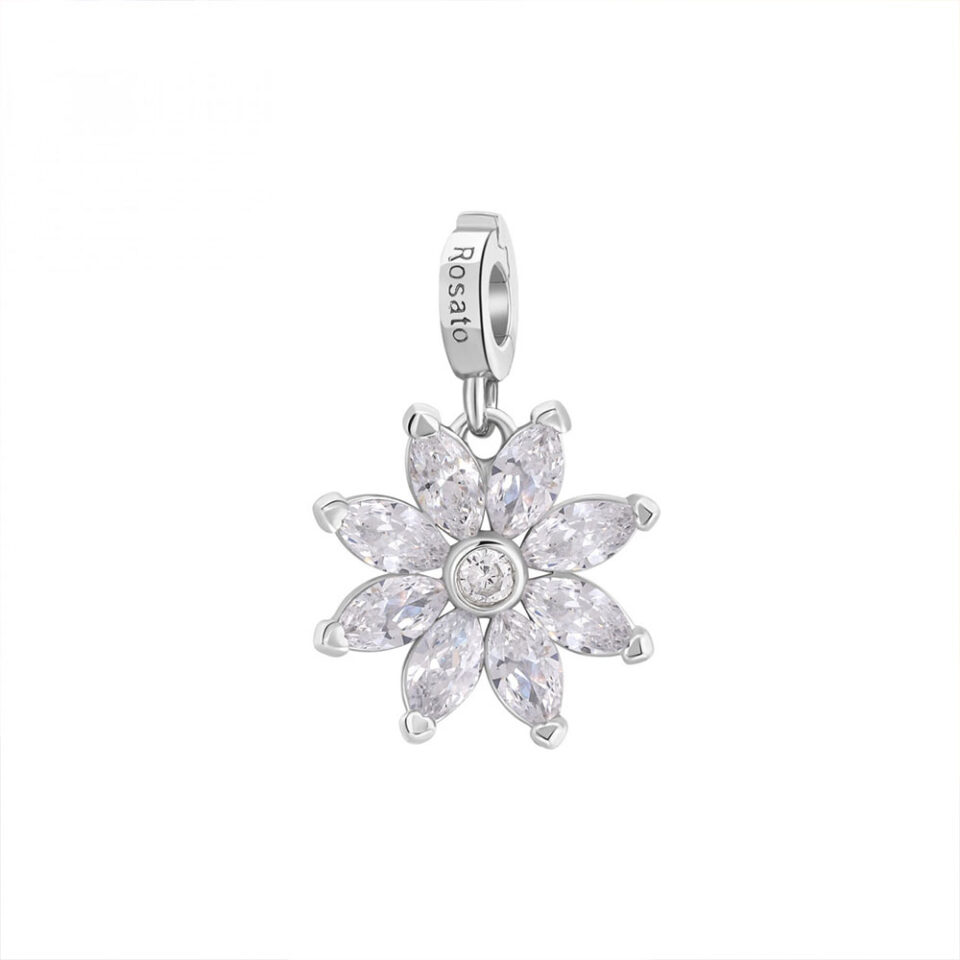 ciondolo charm rosato fiore argento rz219r
