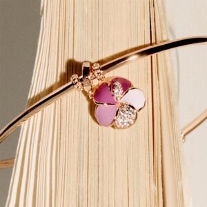 ciondolo charm rosato fiore ibisco argento placcato oro rosa rz230