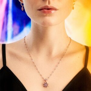 ciondolo charm rosato fiore argento placcato oro rosa rz219