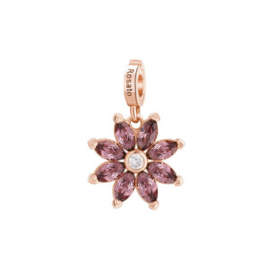 ciondolo charm rosato fiore argento placcato oro rosa rz219