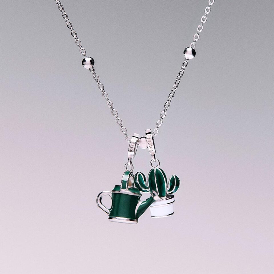 ciondolo charm rosato pianta grassa cactus argento rz248r