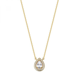collana ciondolo goccia argento placato oro giallo e zirconi bianchi rosato rzan02