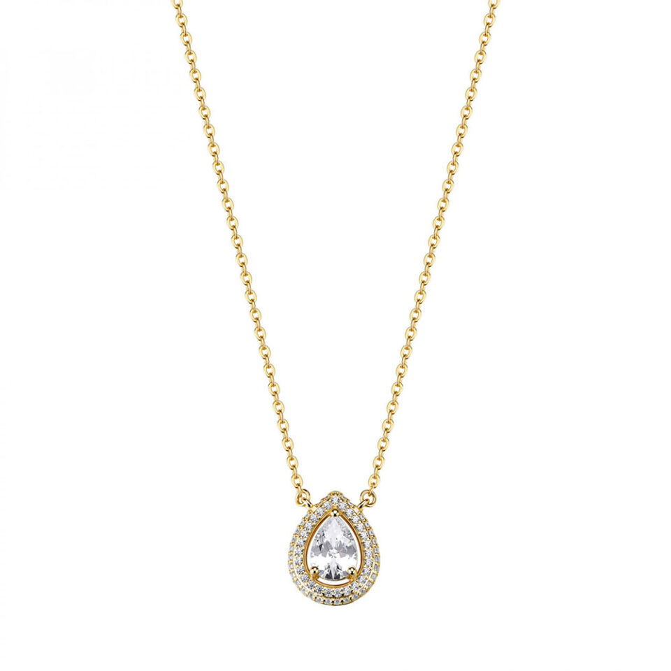 collana ciondolo goccia argento placato oro giallo e zirconi bianchi rosato rzan02