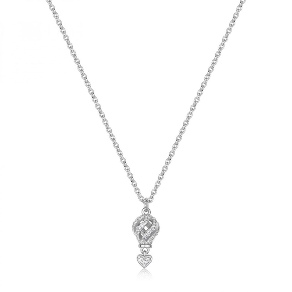 collana ciondolo mongolfiera argento 925 e zirconi rosato aria rzar21