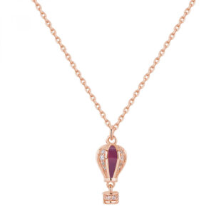 delicata ed elegante collana da donna con ciondolo mongolfiera in argento 925 oro rosa di rosato gioielli collezione aria rzar04
