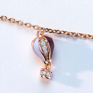 delicata ed elegante collana da donna con ciondolo mongolfiera in argento 925 oro rosa di rosato gioielli collezione aria rzar04