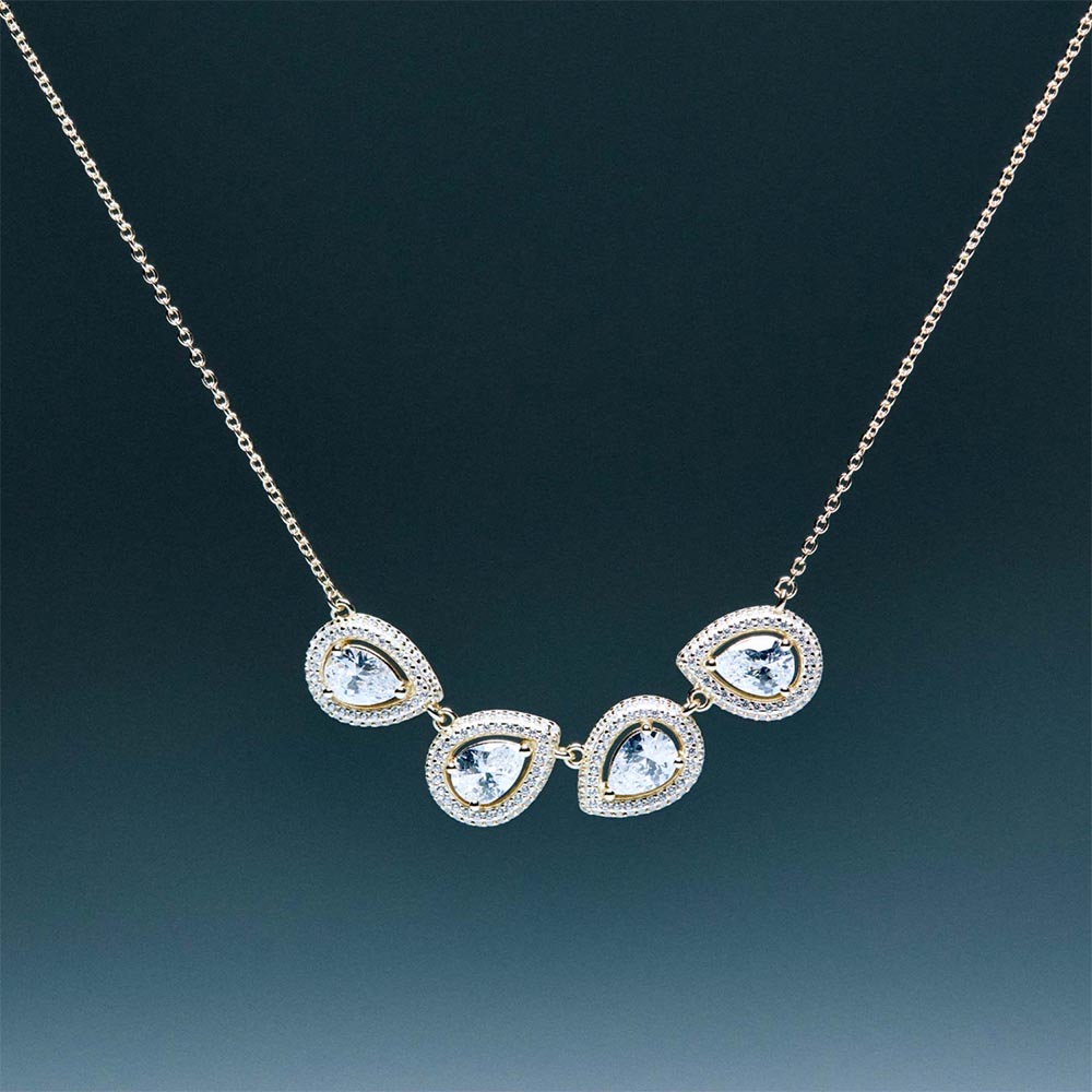 COAI Collana Donna Pietre Naturali – Onice O Malachite, Placcata Oro 14K | Ciondolo 13 Mm Con Zirconi, Catena Argento 925